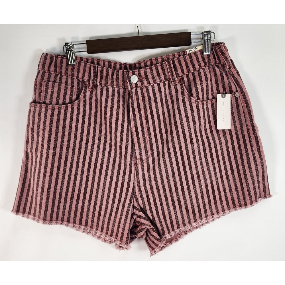 Anthropologie Pilcro Striped Denim Shorts Womens L  Frayed Cut Off Boho Festival